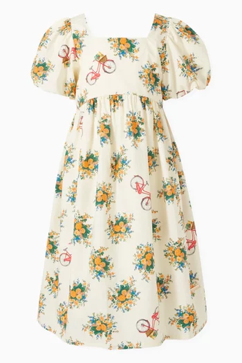 Bicycle & Flower Dress in Cotton