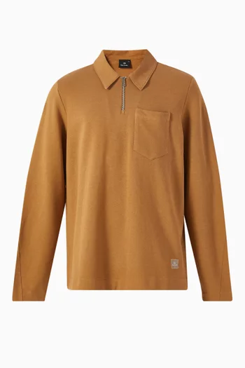 سويت شيرت بسحّاب قصير مزيج قطن