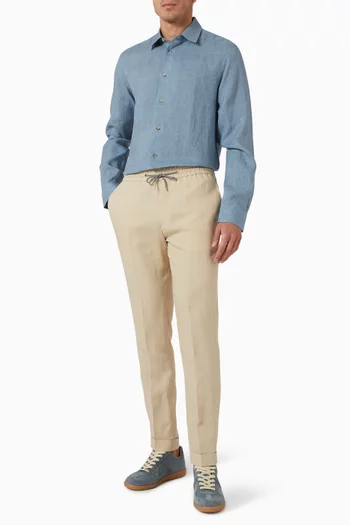 Drawcord Trousers in Linen