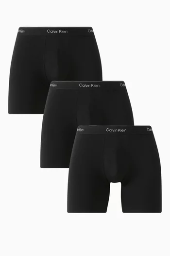 Relaxed Dart Boxer Briefs in Stretch Cotton, Set of 3