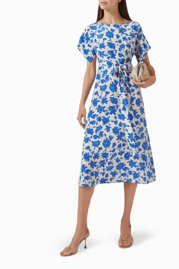 Cannes Midi Dress in Silk Crepe de Chine