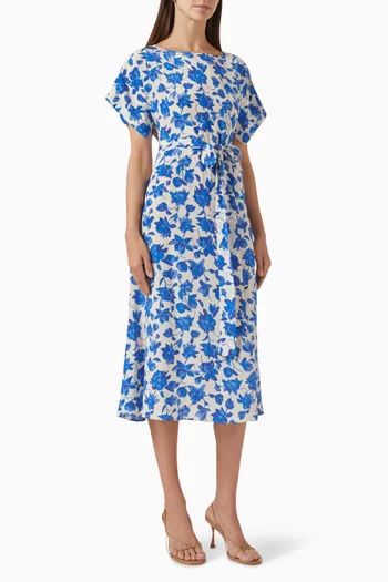 Cannes Midi Dress in Silk Crepe de Chine