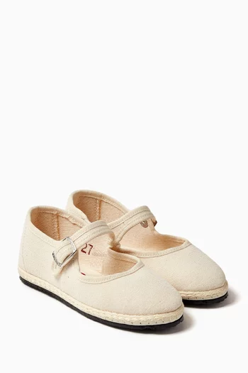 Mary Jane Flats in Canvas
