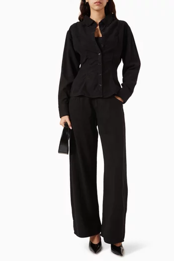 Eddie Bowed Pants in Linen-blend