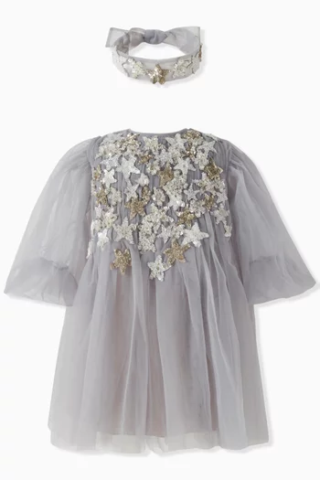 Glimmer Star-applique Dress in Tulle