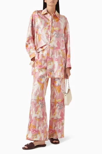 Floral Pyjama Shirt in Silk Twill