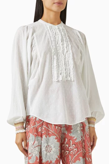Lido Smocked Poeme Blouse in Cotton