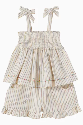 Rhiannon Striped Shorts in Denim