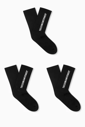 Logo Socks in Organic Cotton-blend, Set of 3