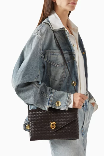 Knot Lock Crossbody Bag in Intrecciato Leather