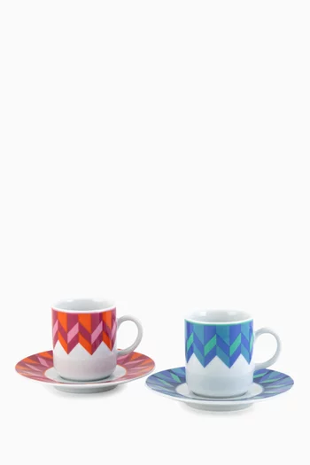 x Maison Mishmashi Bahja Espresso Cups & Saucers, Set of 2