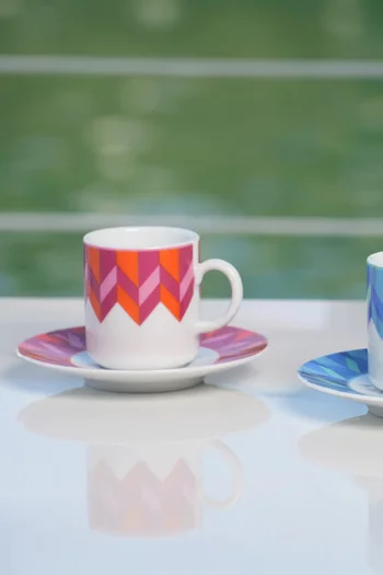 x Maison Mishmashi Bahja Espresso Cups & Saucers, Set of 6