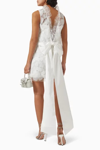 Satin-bow Mini Dress in Tulle