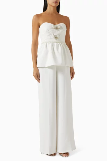 Bow Jumpsuit in Organza & Crepe