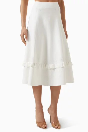Pointelle Trim Knit Skirt in Viscose Blend