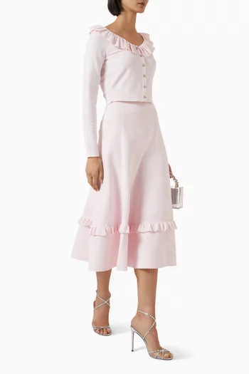 Pointelle Trim Knit Skirt in Viscose Blend