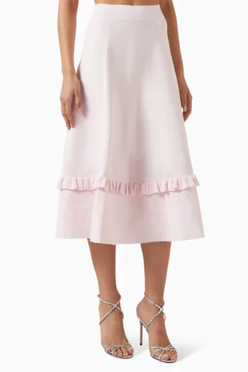 Pointelle Trim Knit Skirt in Viscose Blend