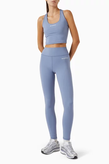 بلوزة رياضية قصيرة بلا أكمام بطبعة شعار الماركة بخط سيرف نايلون مطاطي