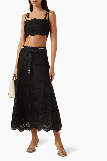 Rhiannon Embroidered Skirt in Cotton
