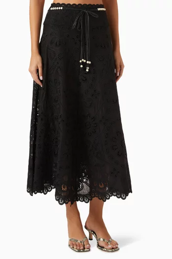 Rhiannon Embroidered Skirt in Cotton