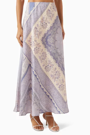 Lucky Printed Skirt in Linen