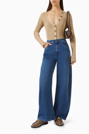 Rib-knit Cardigan Bodysuit