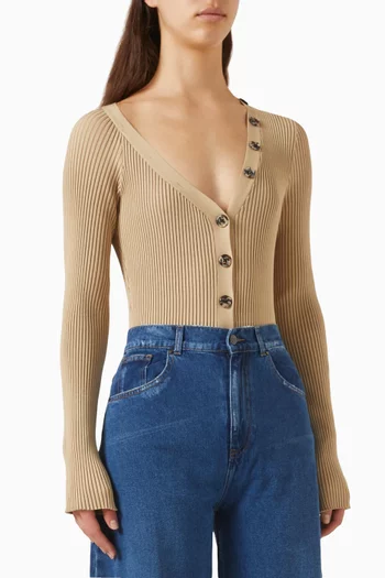 Rib-knit Cardigan Bodysuit
