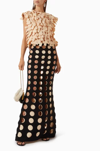 Layered-holes Maxi Skirt