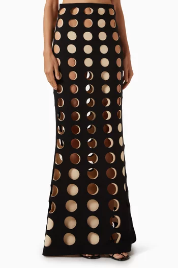Layered-holes Maxi Skirt