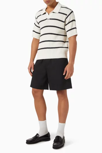 Striped Polo Sweater in Cotton & Silk