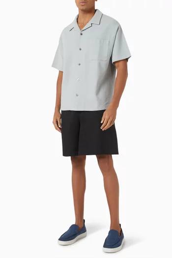 Jacquard Short Sleeve Shirt in Cotton