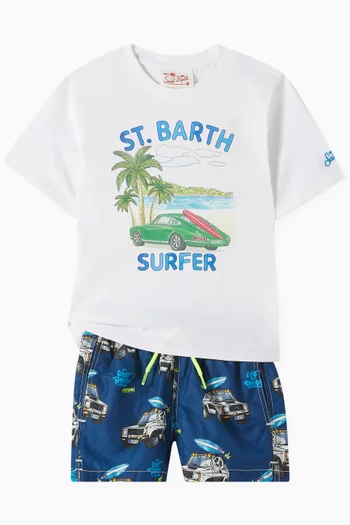 Graphic-print Swim Shorts