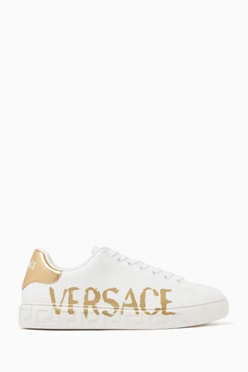 Logo Greca Sneakers in Faux Leather