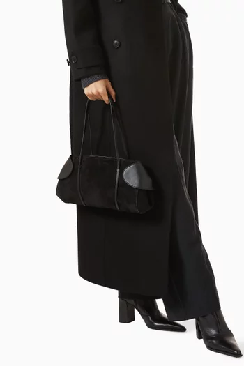 حقيبة كتف برنيس مستطيلة شمواه وجلد