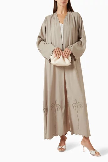 Palm Embroidered Abaya in Georgette