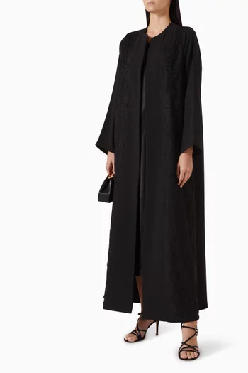 Lace-detail Abaya in Polycrepe