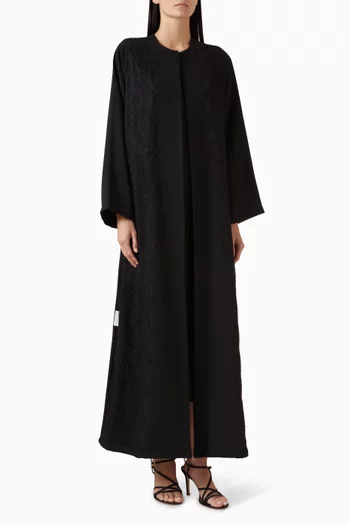 Lace-detail Abaya in Polycrepe