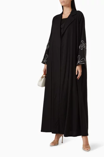 Palm Tree Embroidery Abaya in Linen