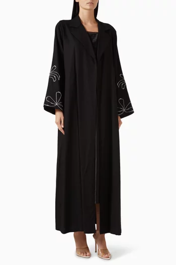 Palm Tree Embroidery Abaya in Linen