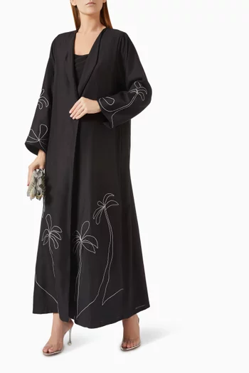 Thread-embroidered Abaya in Cotton