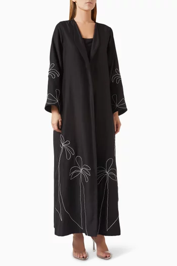 Thread-embroidered Abaya in Cotton