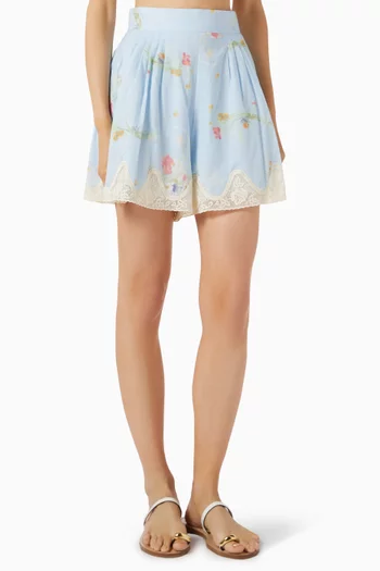 Lucky Lace Trim Shorts in Cotton