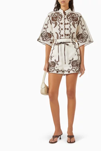Ascension Embroidered Shorts in Linen