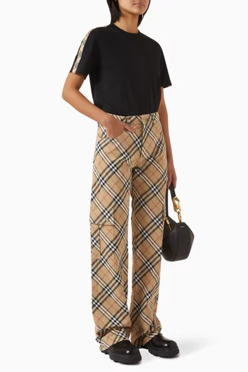 Check-trim T-shirt in Cotton