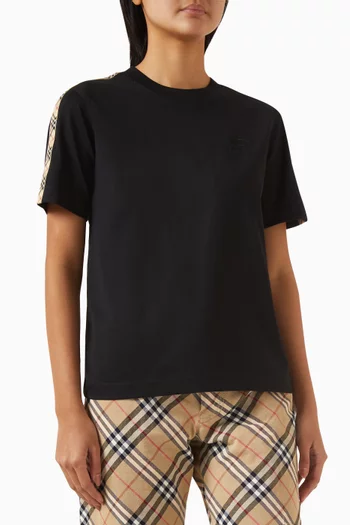 Check-trim T-shirt in Cotton