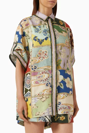 Bianca Printed Shirt in Linen