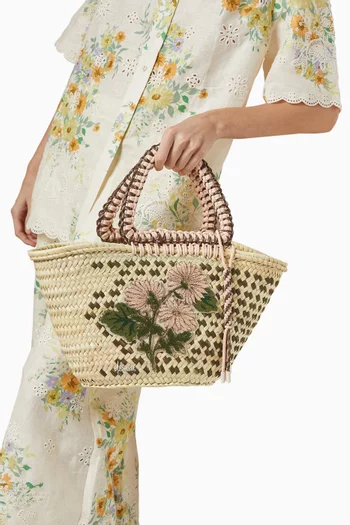 Sage Midi Basket Tote in Straw