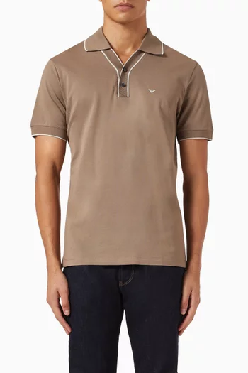 Contrasting-trim Polo Shirt in Cotton-piqué