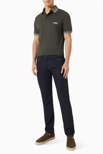 Logo Embroidered Polo Shirt in Cotton Pique