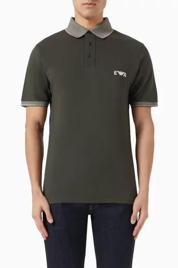 Logo Embroidered Polo Shirt in Cotton Pique